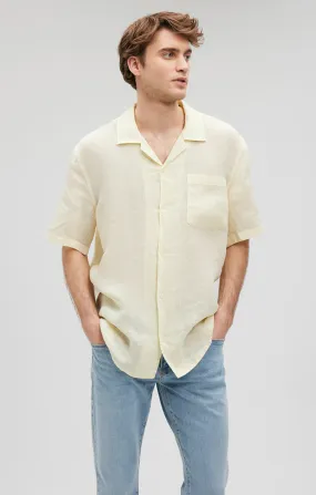 LINEN SHORT SLEEVE SHIRT IN TRANSPARENT YELLOW