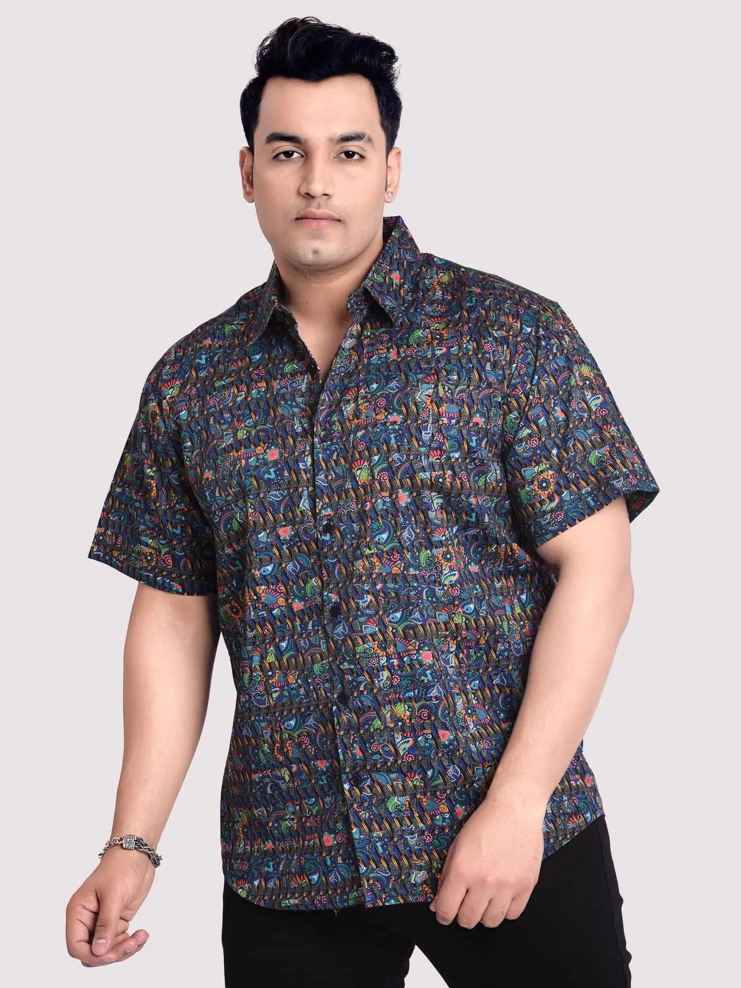 Little Paisley Digital Printed Shirt Men's Plus Size