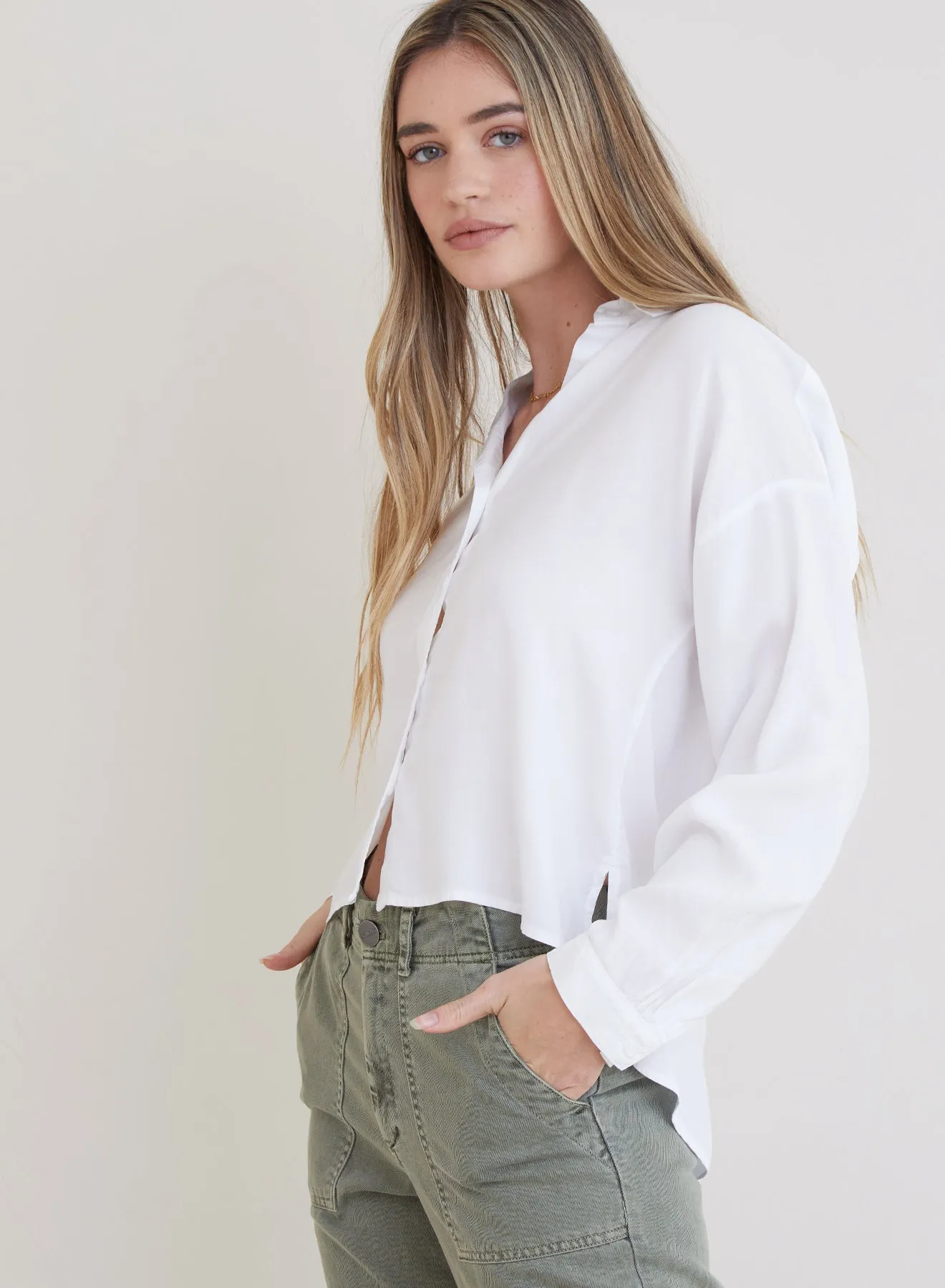 Long Sleeve High Low Hem Shirt