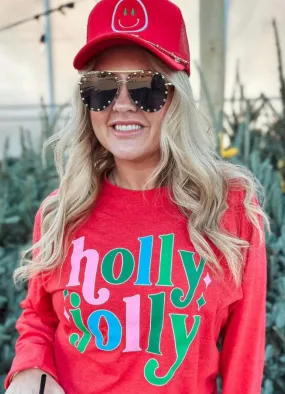 LS Holly Jolly Tee in Red by Al   Gray