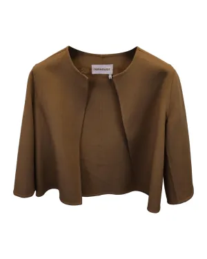 Luxurious Brown Cashmere Cropped Jacket by Saint Laurent