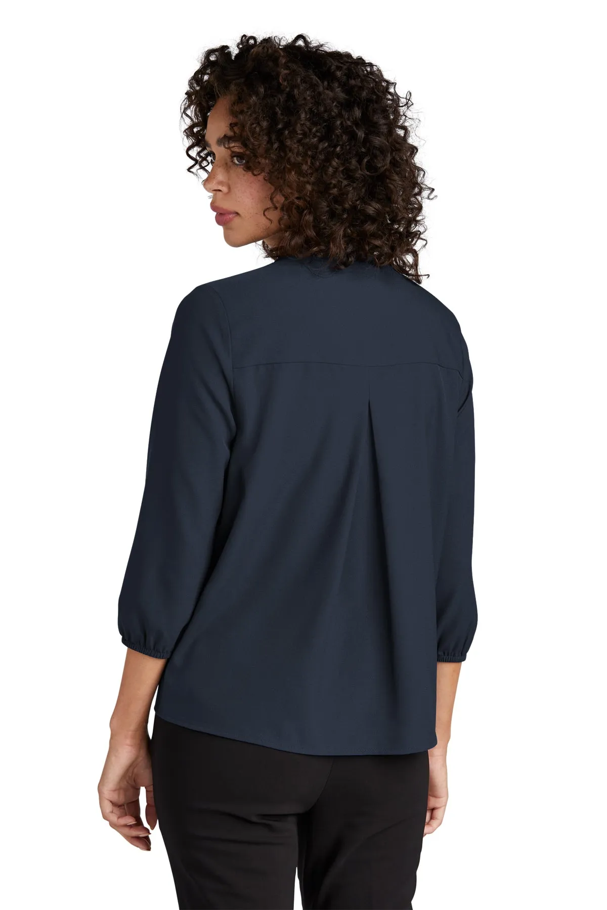 Marissa 3/4 Sleeve Split Neck Blouse - Navy Night (Ships in 1-2 Weeks)