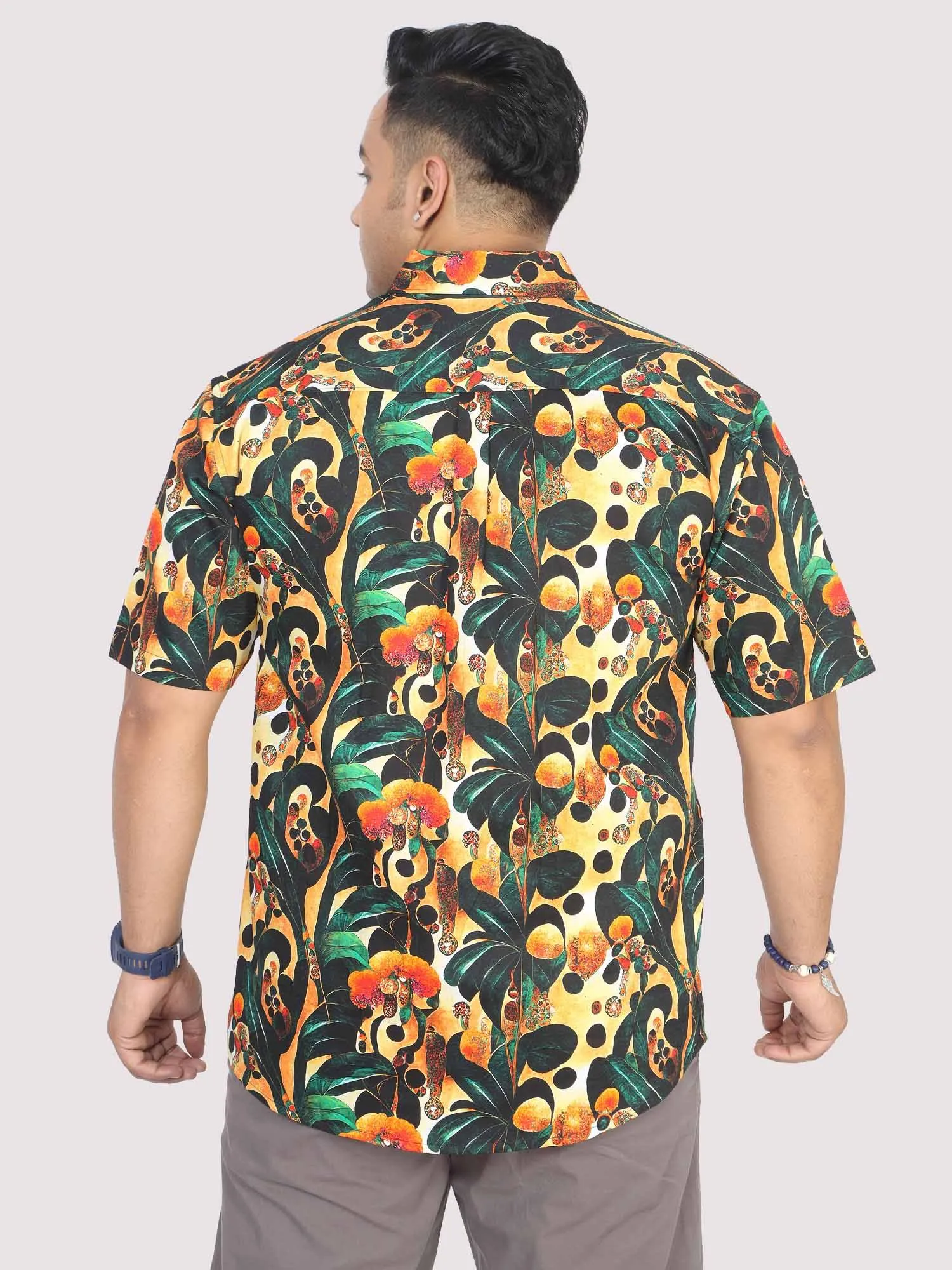 Men Plus Size Astro Gems Digital Printed Half Shirt