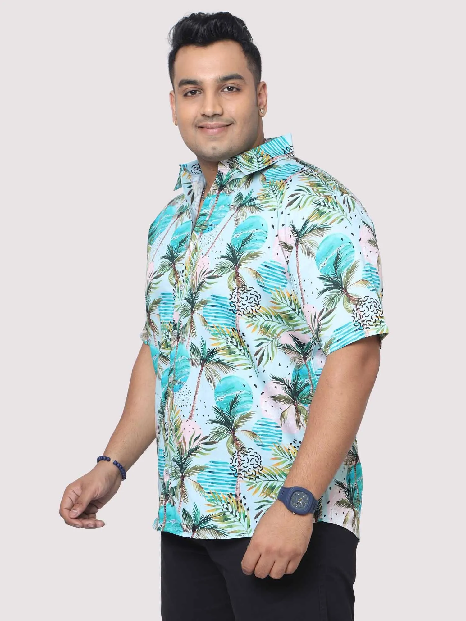 Men Plus Size Coco Fashion Digital Printed Half Shirt