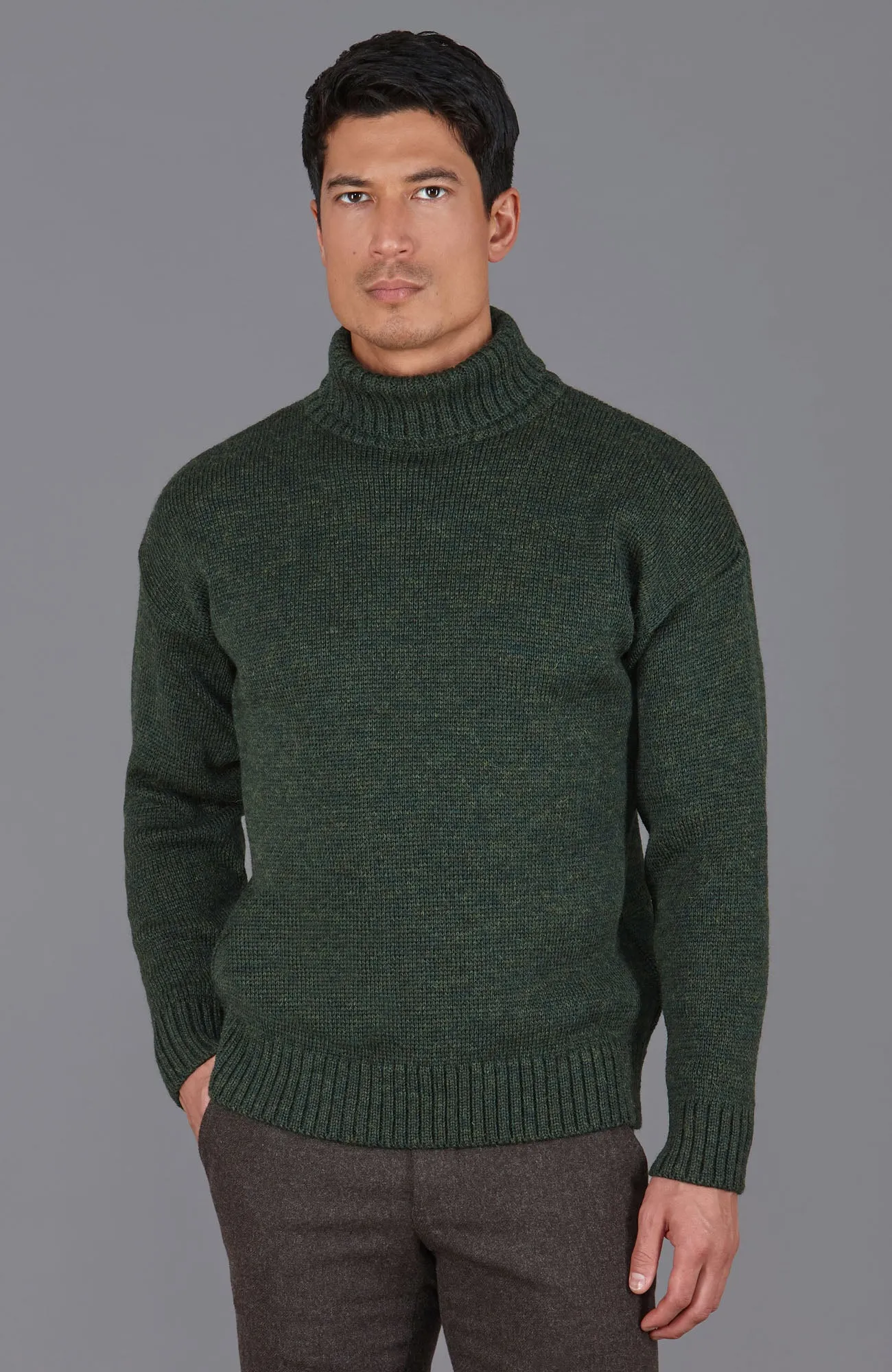 Mens British Wool Submariner Roll Neck Jumper