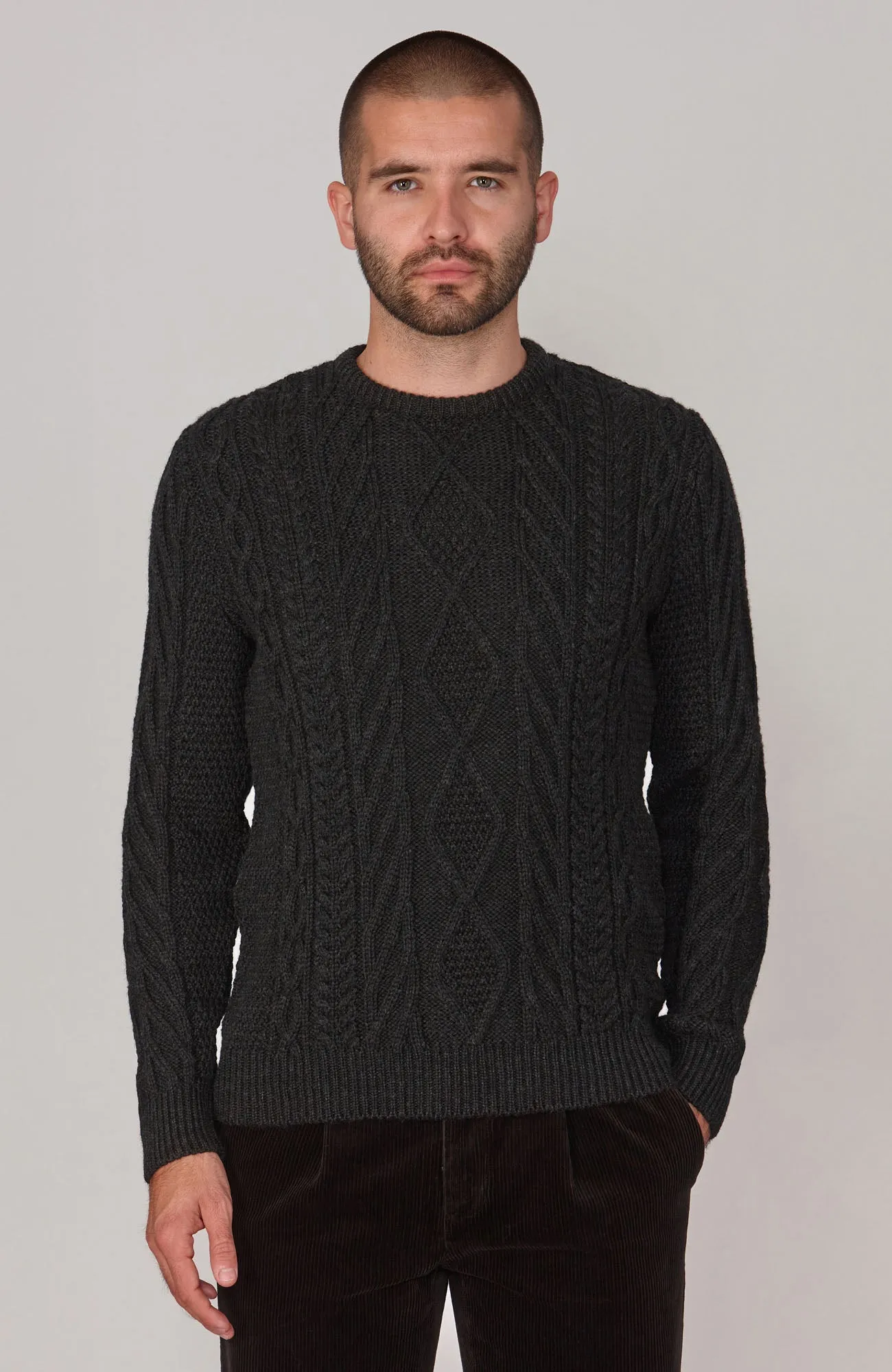 Mens Chunky Merino Wool Cable Jumper