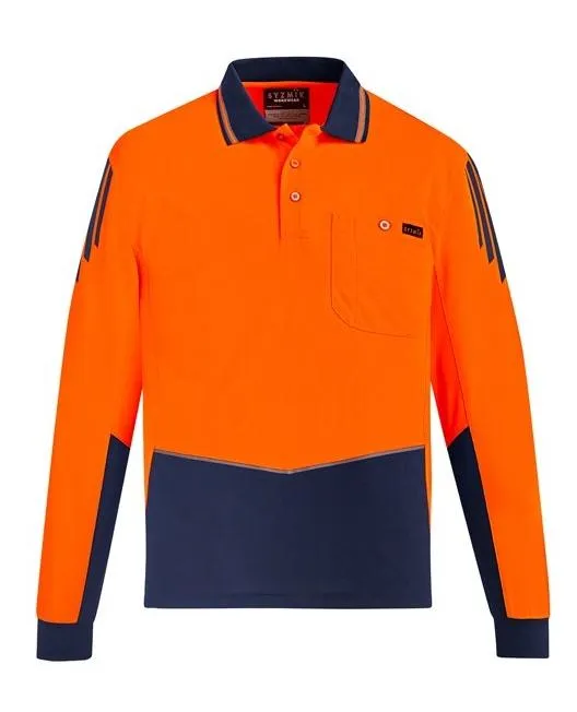 Mens Hi Vi Flux Long Sleeve Polo