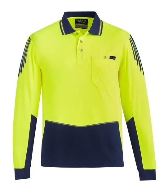 Mens Hi Vi Flux Long Sleeve Polo