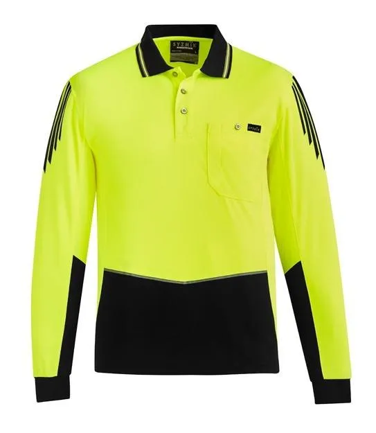 Mens Hi Vi Flux Long Sleeve Polo