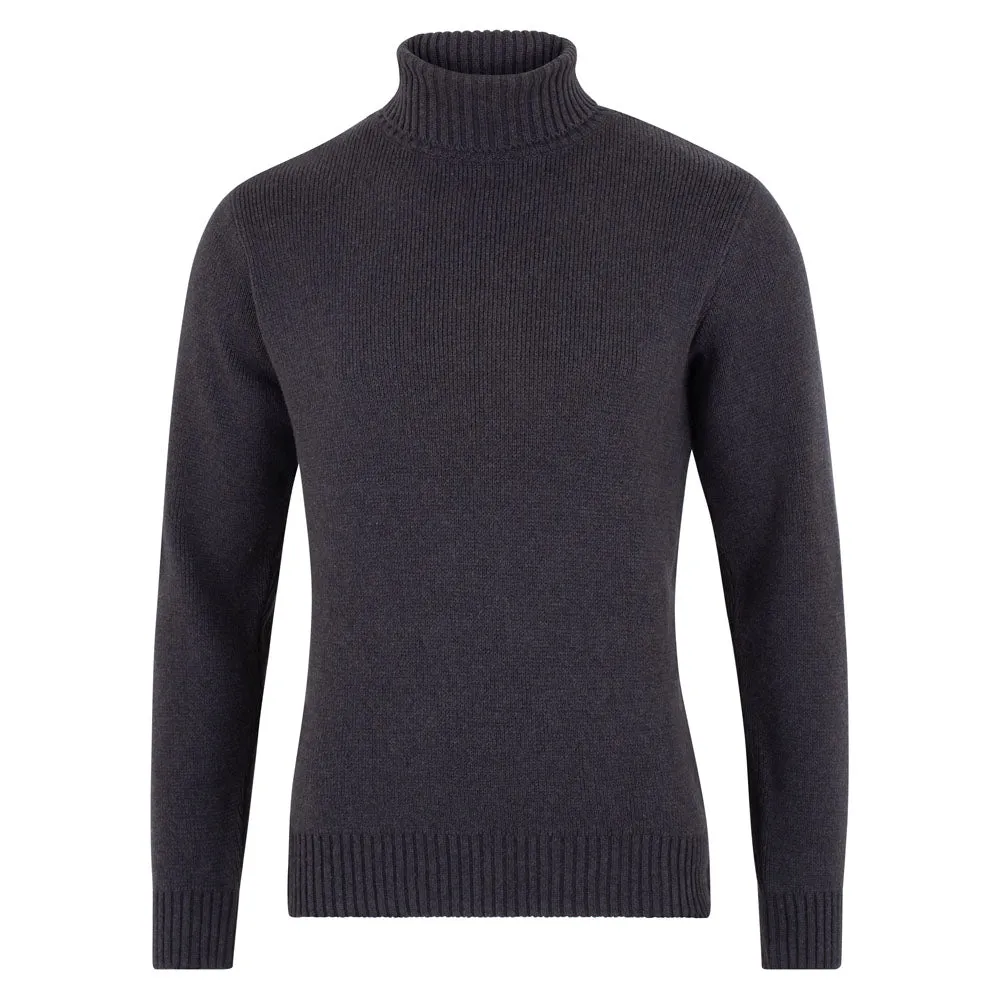 Mens Midweight Cotton Fitted Submariner Roll Neck Jumper