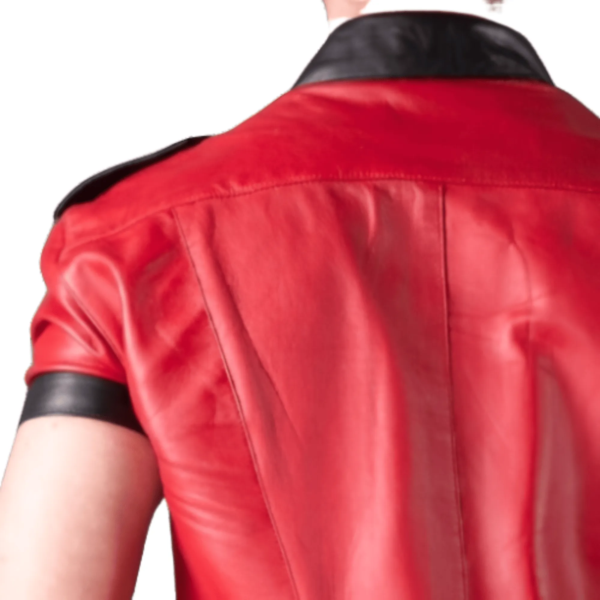 Mens Red Leather Shirt