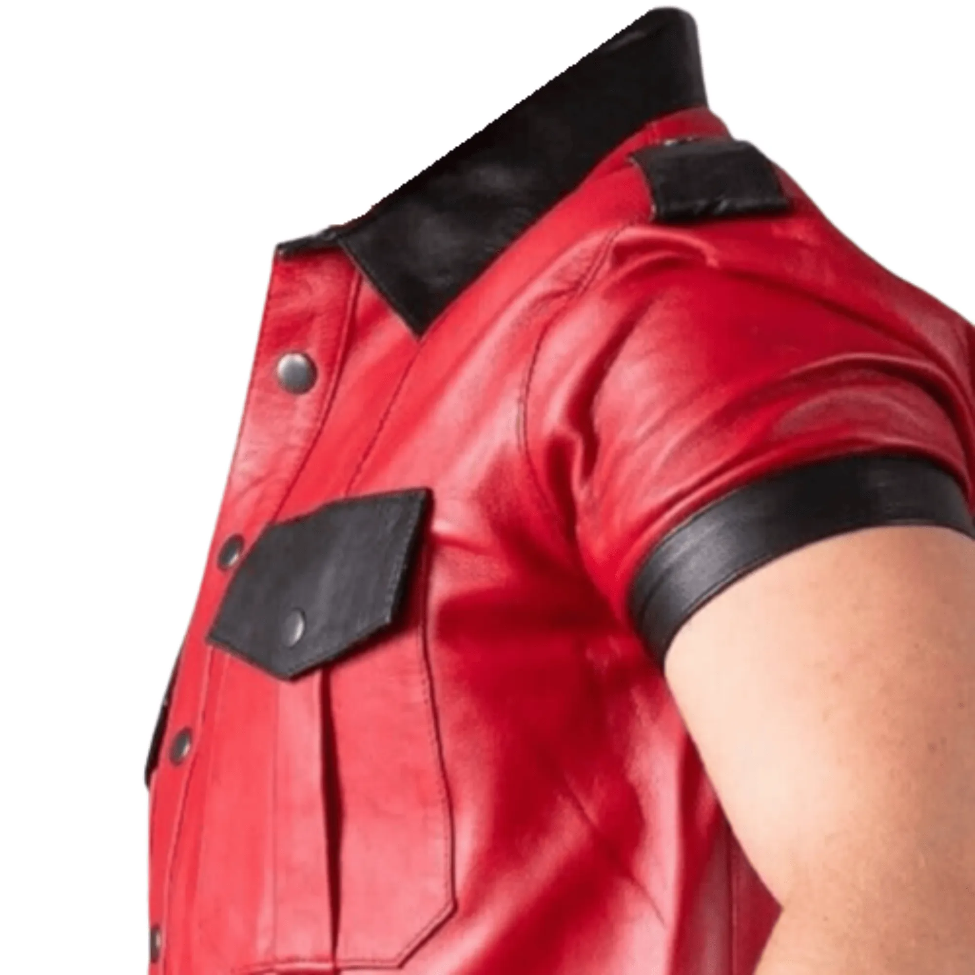 Mens Red Leather Shirt