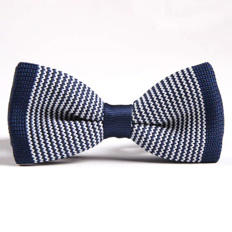 Men's Simple Striped Pattern Knitted Bow Tie