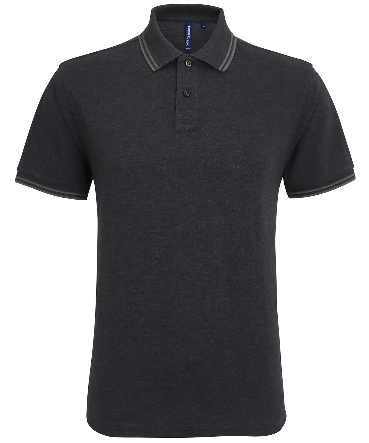 Mens Tipped Short Sleeve Polo Shirt - Charcoal/Grey