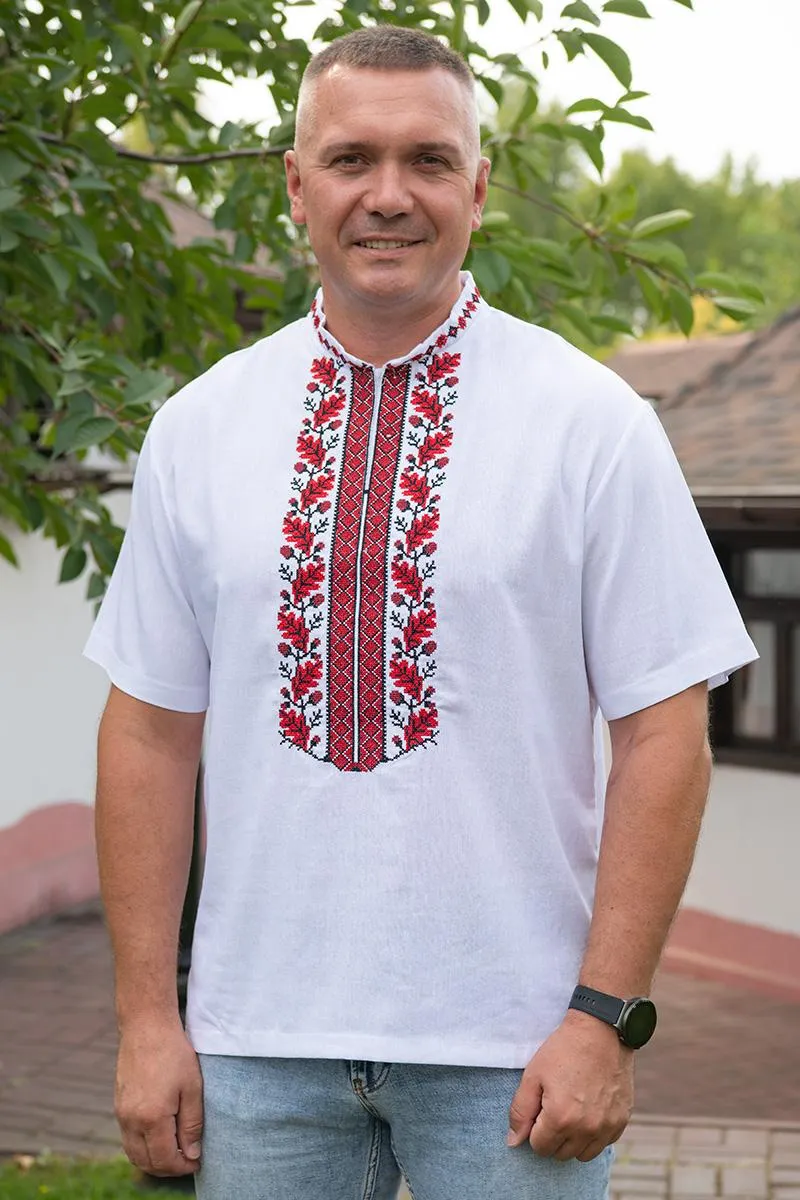 Men's vyshyvanka shirt with oak tree ornament