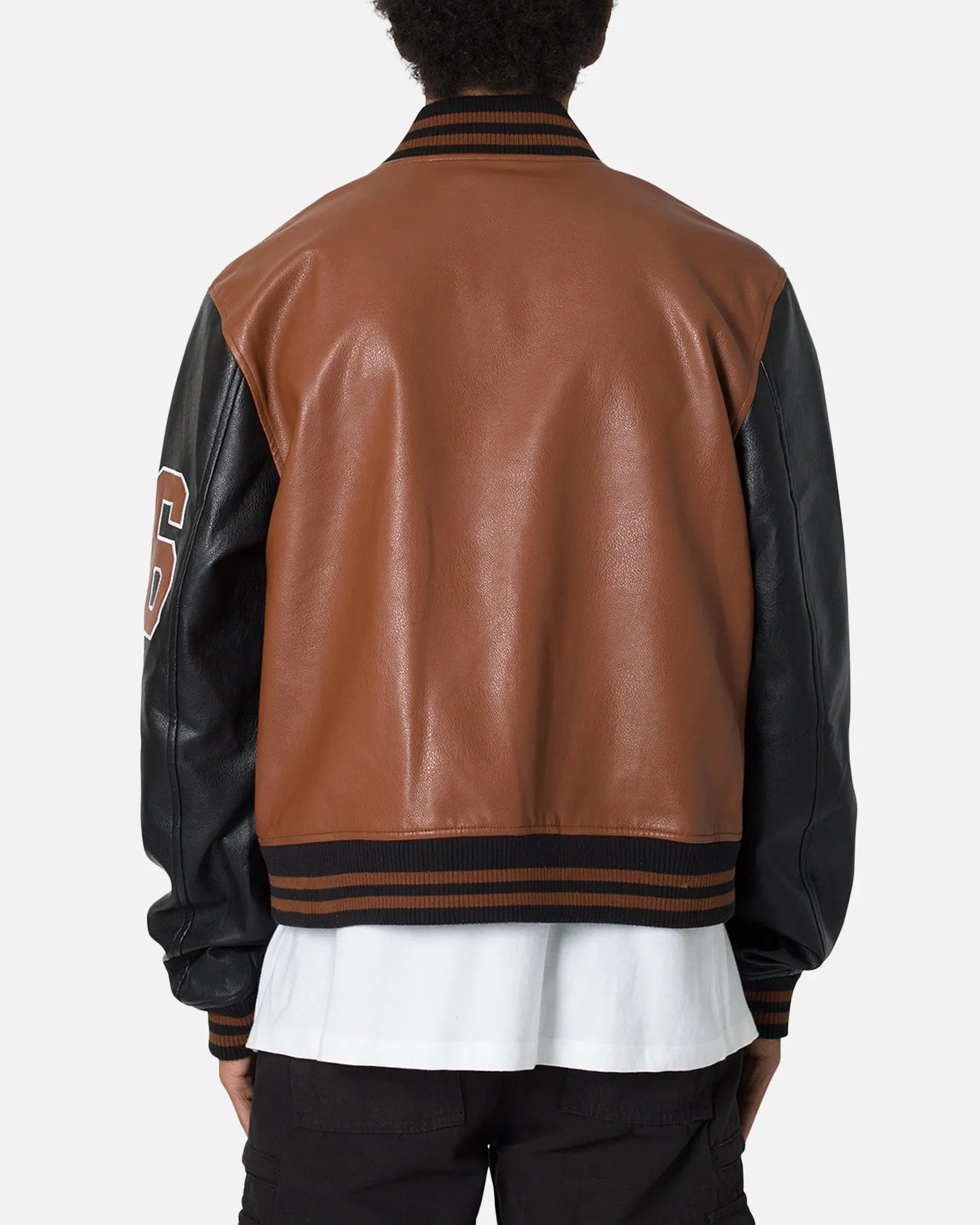 MNML PU Varsity Jacket Brown/Black