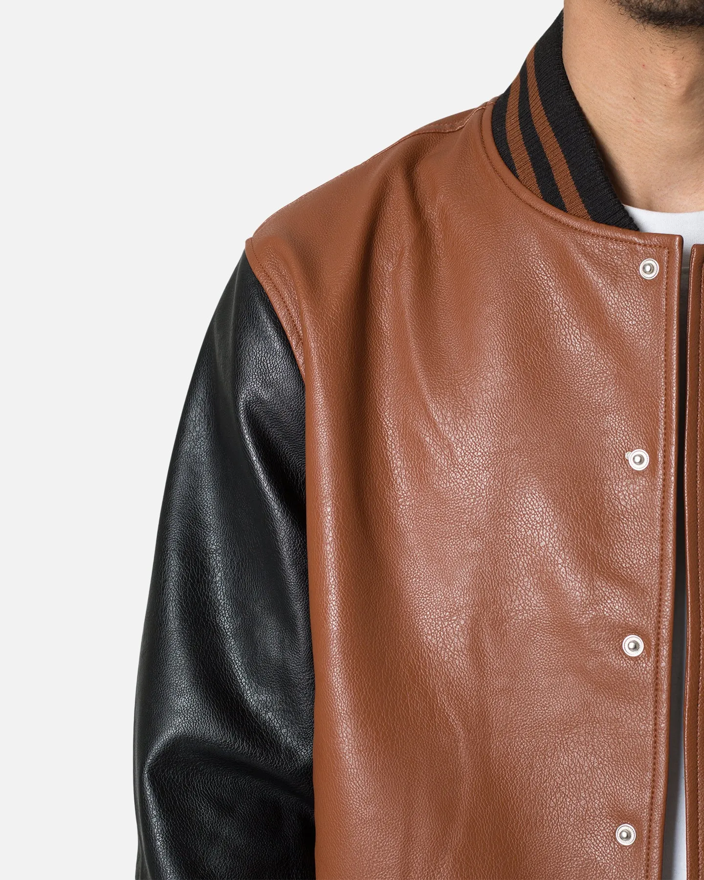 MNML PU Varsity Jacket Brown/Black