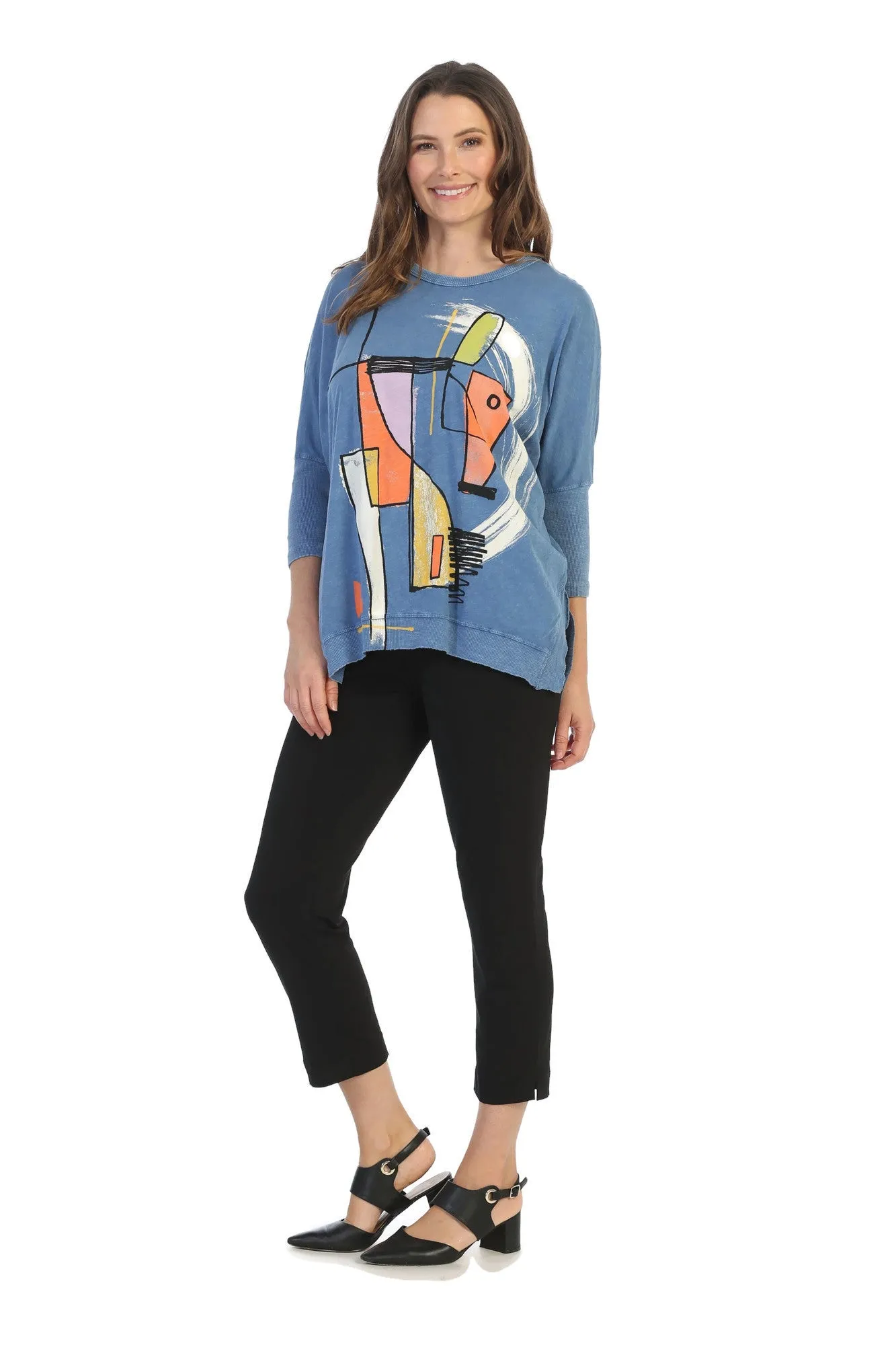 Modern Art Mineral Washed Cotton Dolman Sleeve Top