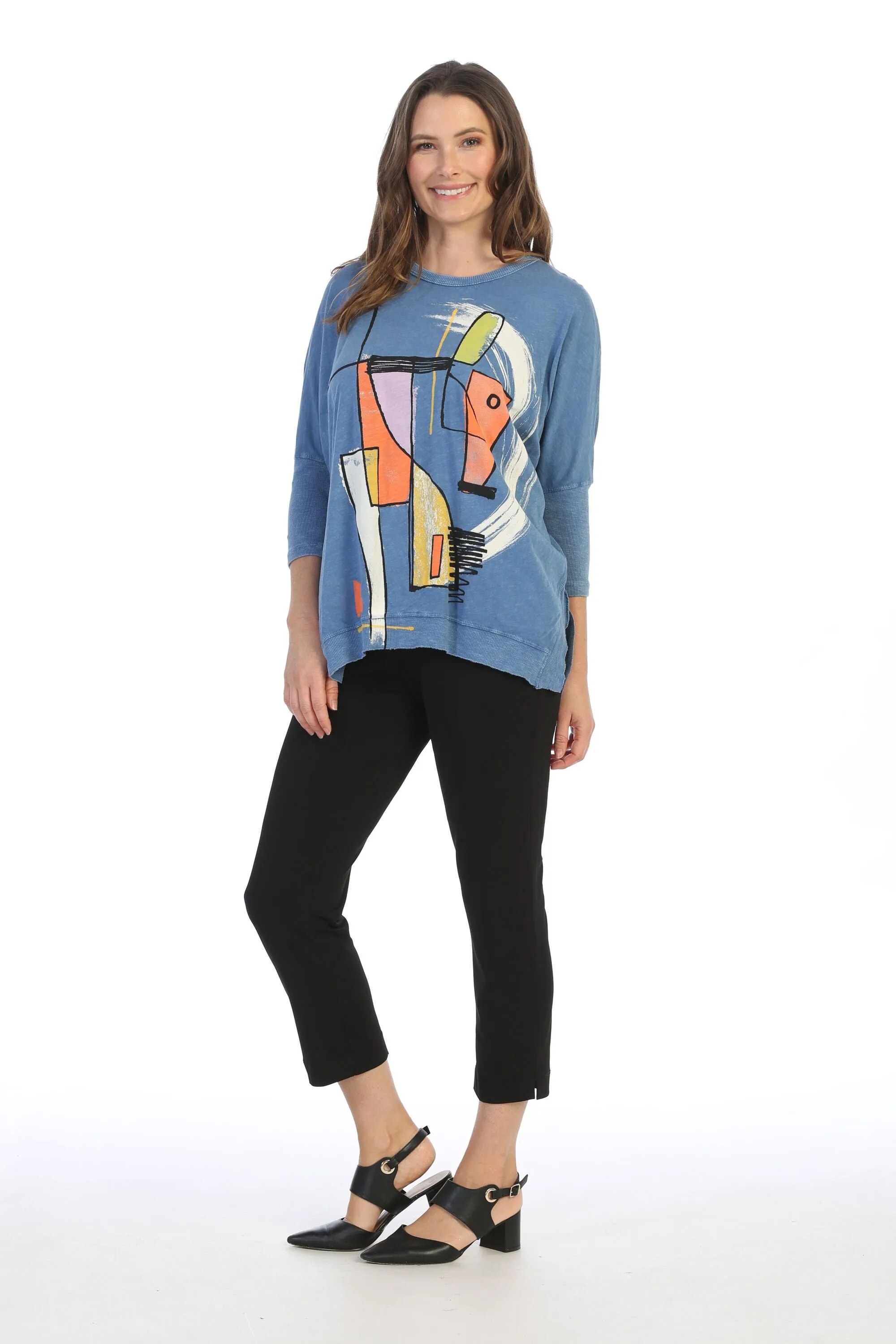 Modern Art Mineral Washed Cotton Dolman Sleeve Top