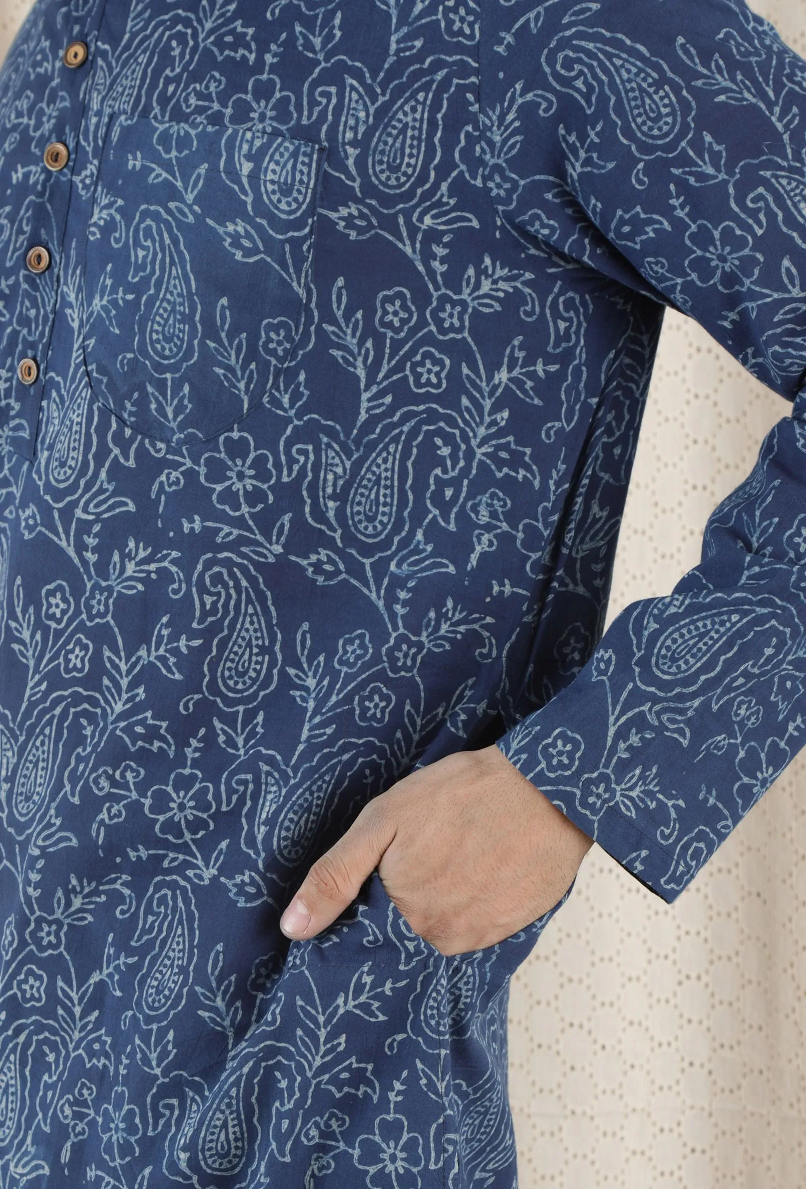 Nabanil Cotton Indigo Long Kurta