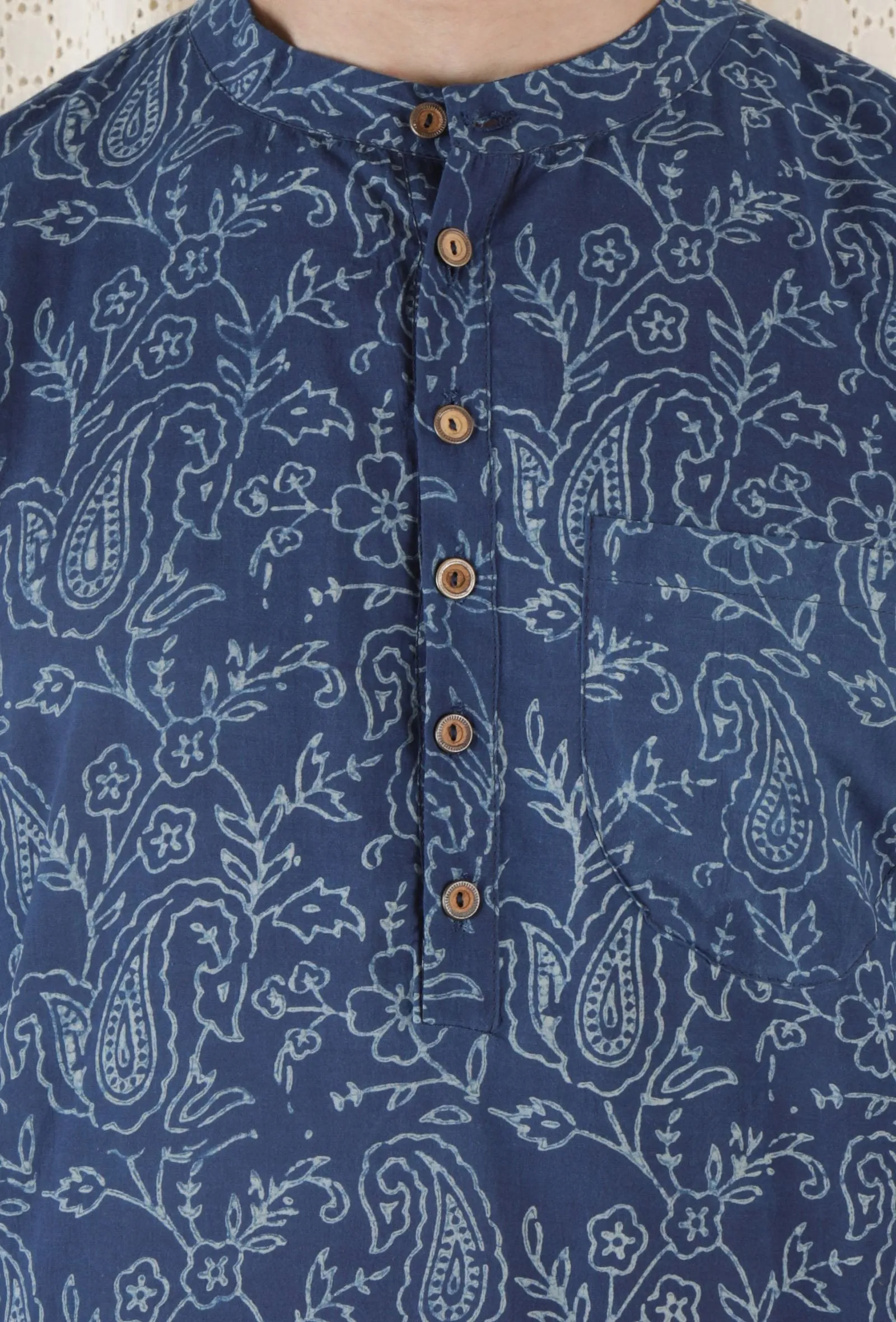 Nabanil Cotton Indigo Long Kurta