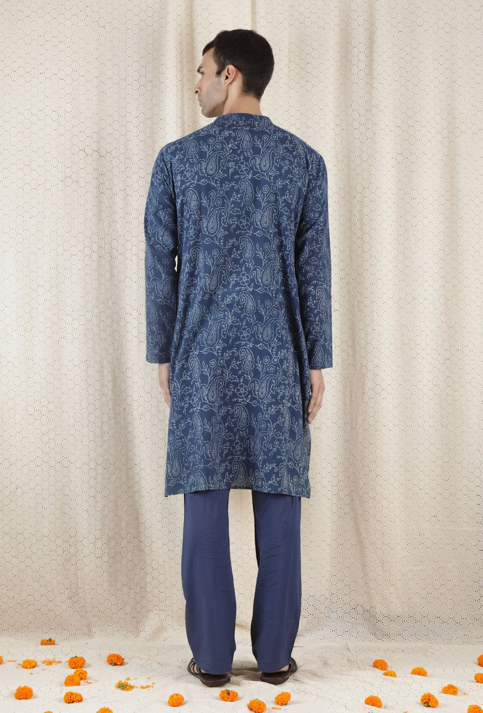 Nabanil Cotton Indigo Long Kurta