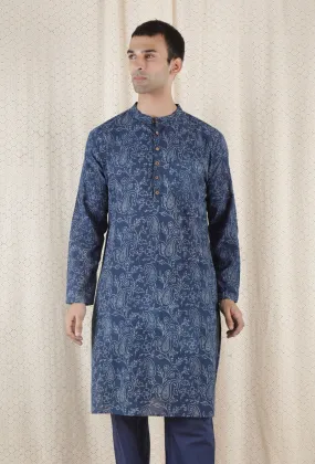 Nabanil Cotton Indigo Long Kurta