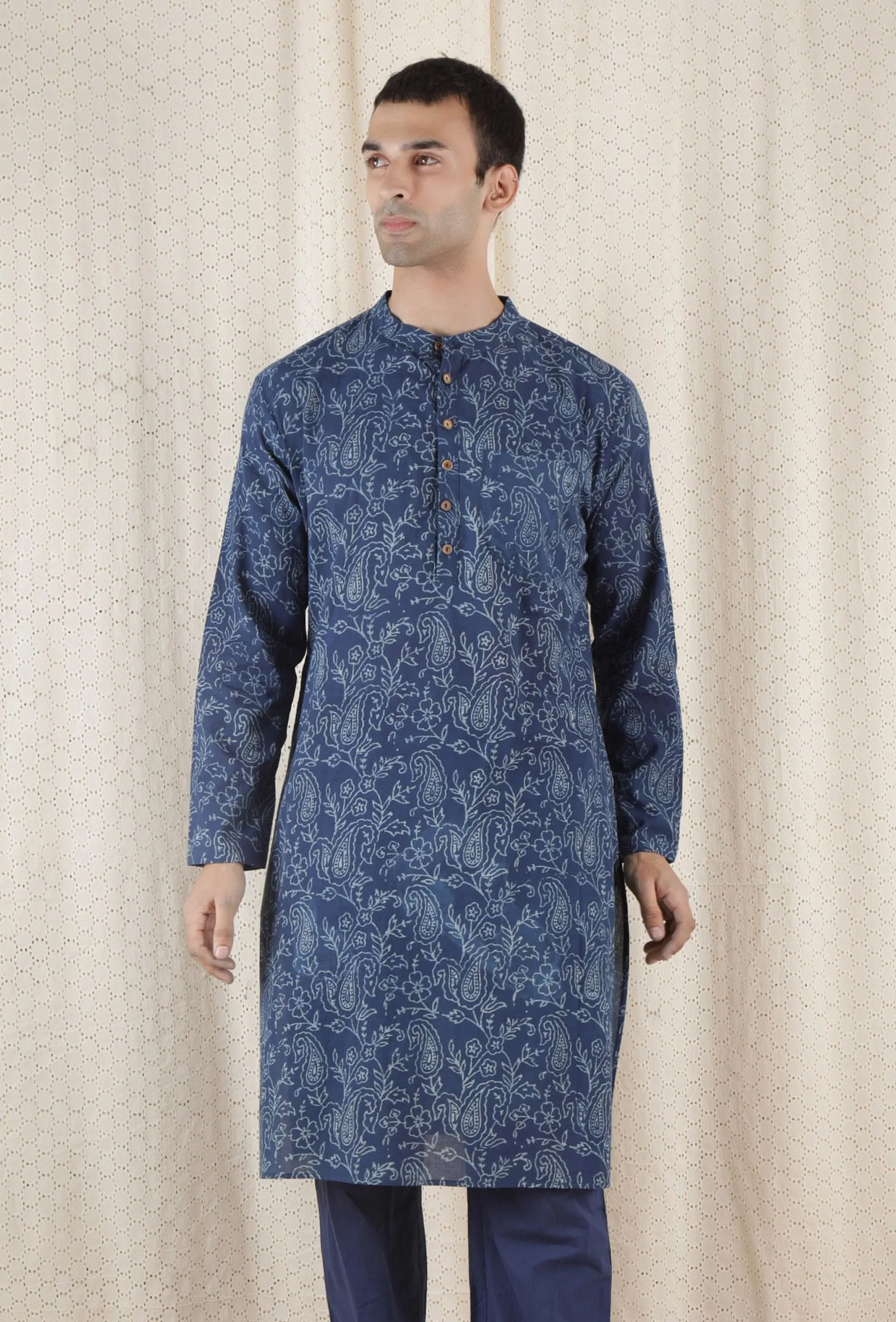 Nabanil Cotton Indigo Long Kurta