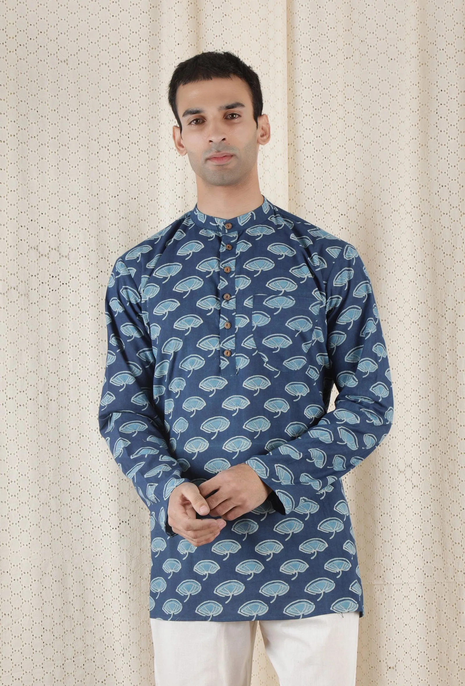 Nabhas Cotton Indigo Short Kurta