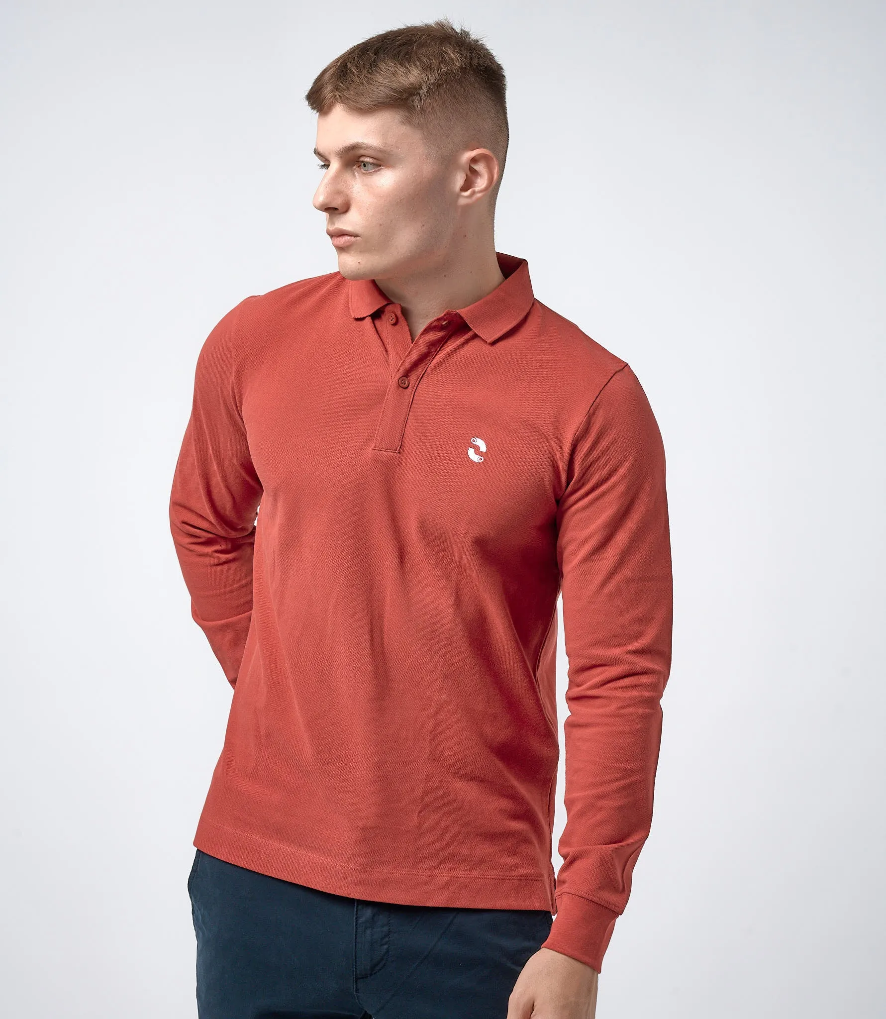 Omnitau Men's Pimlico Organic Cotton Long Sleeve Polo Shirt - Red