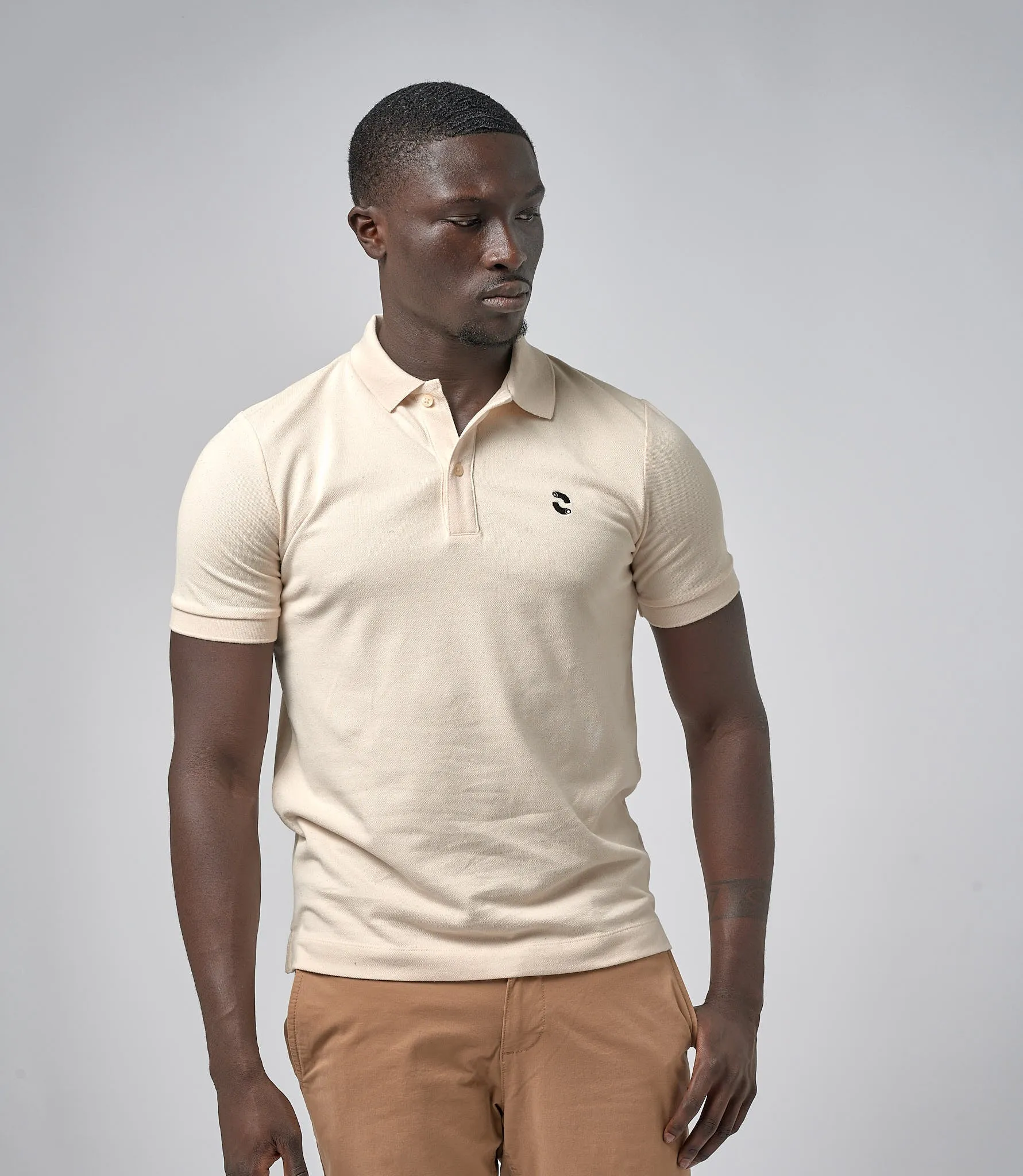 Omnitau Men's Pimlico Organic Cotton Short Sleeve Polo Shirt - Natural Cream