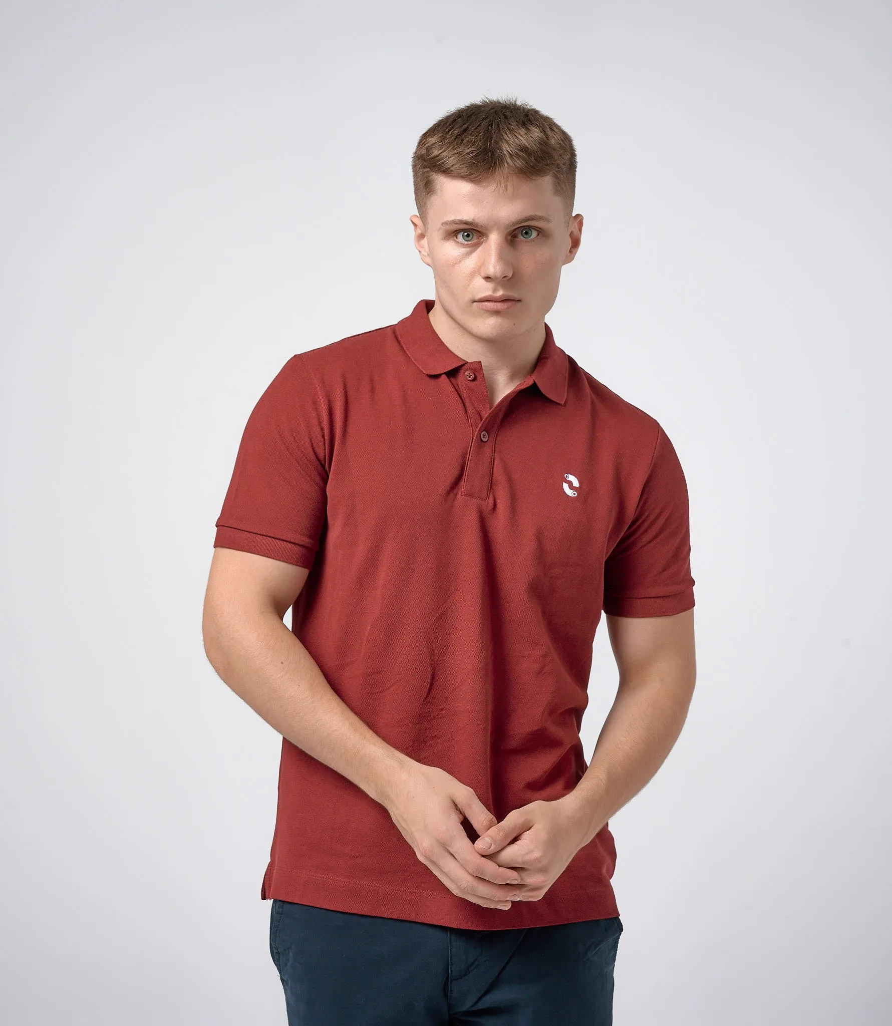 Omnitau Men's Prime Organic Cotton Short Sleeve Polo Shirt - Burgundy