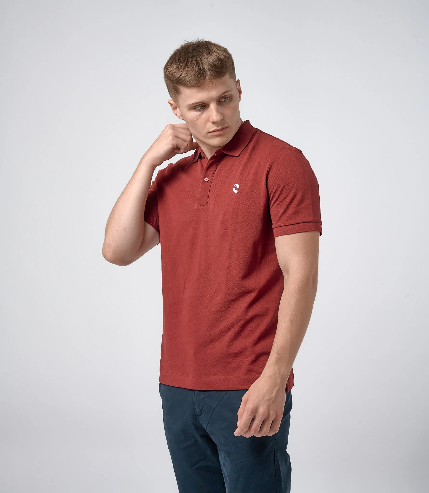 Omnitau Men's Prime Organic Cotton Short Sleeve Polo Shirt - Burgundy