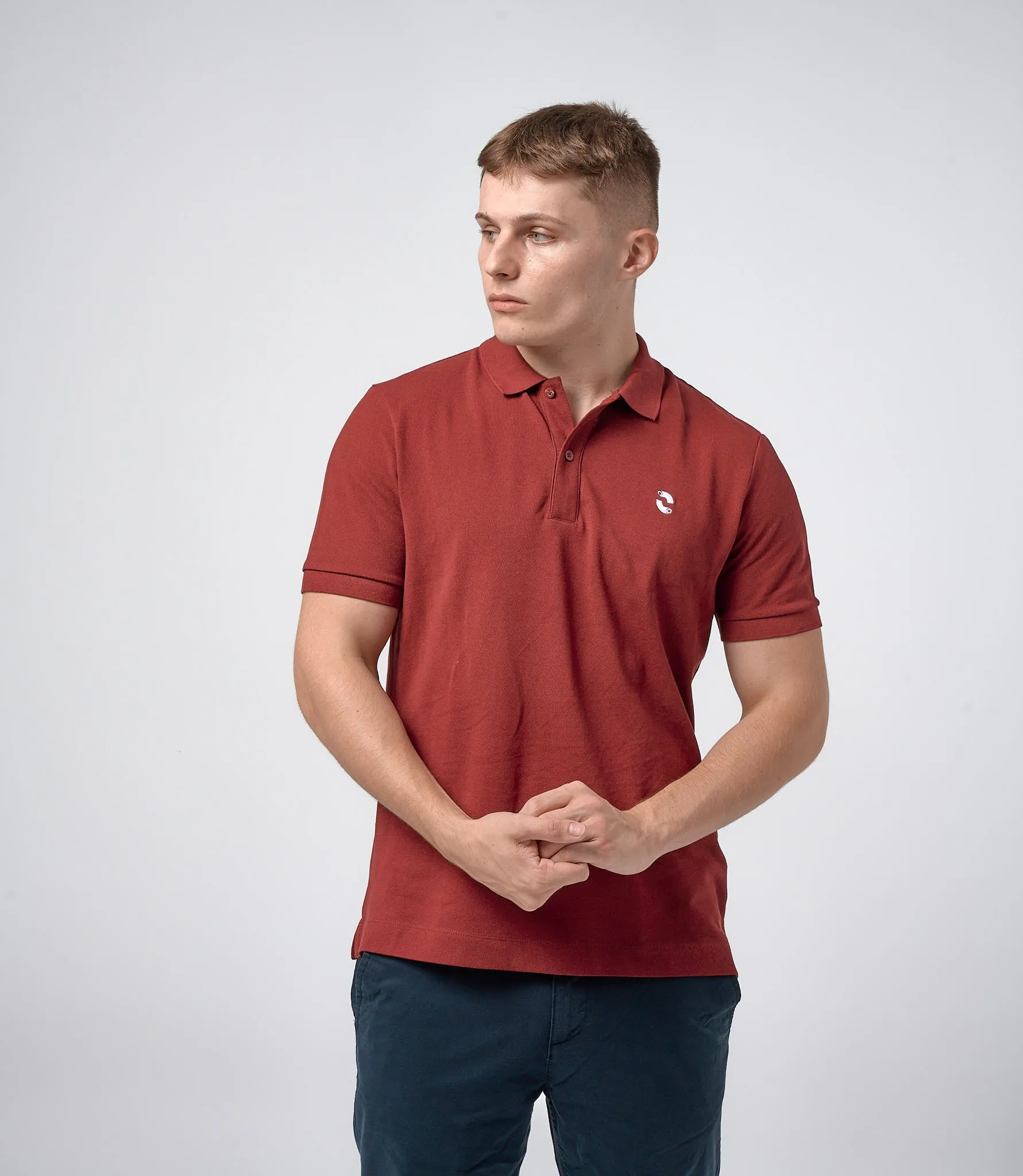 Omnitau Men's Prime Organic Cotton Short Sleeve Polo Shirt - Burgundy