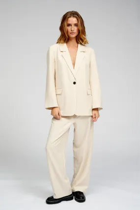 Oversized Blazer with Classic Suit Trousers - Package Deal (Beige)