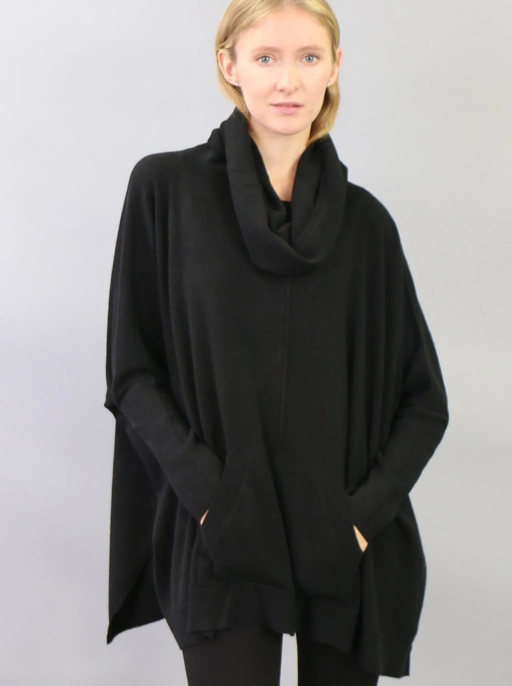 Oversized Cowl Neck Poncho Sweater