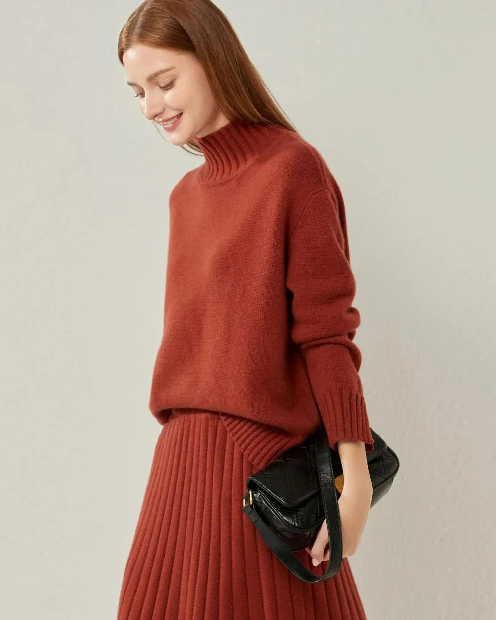 Oversized Mock-Neck Cashmere Sweater