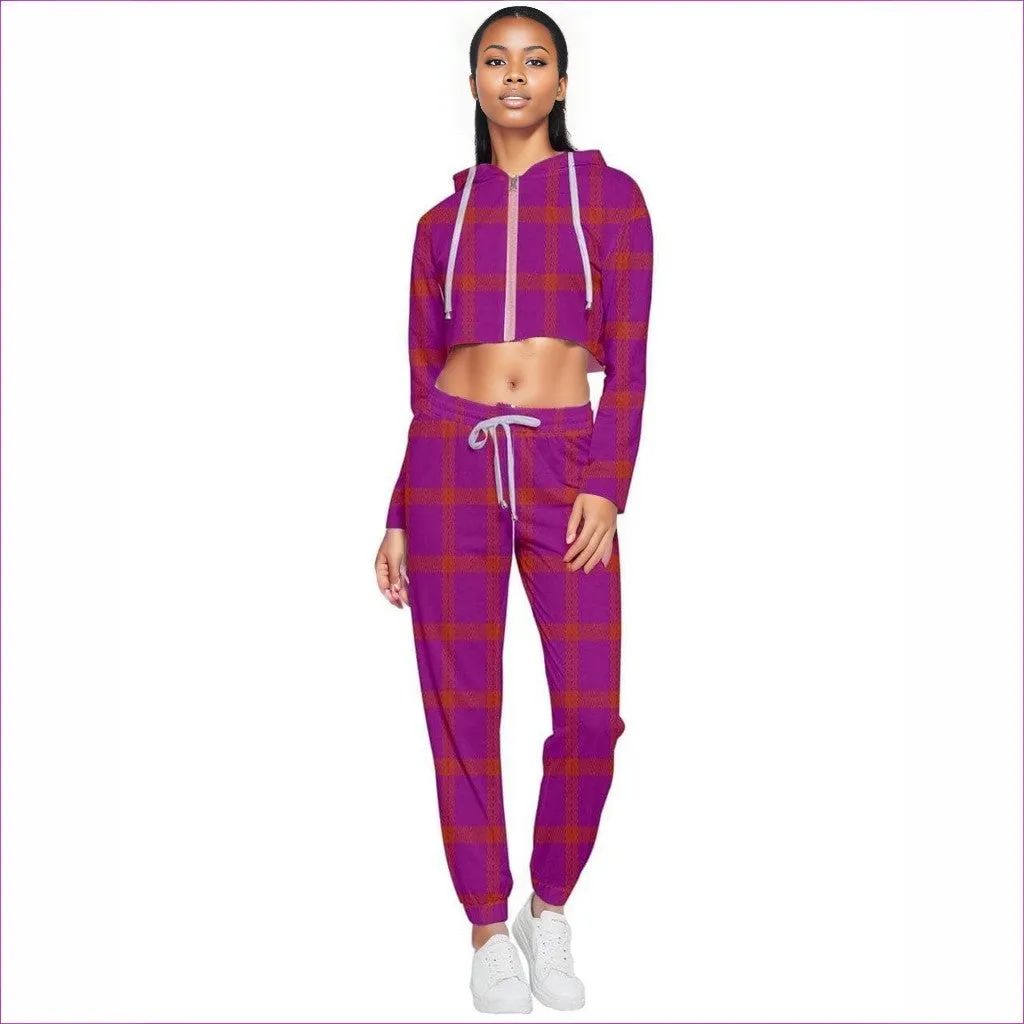 Perfusion Plaid Cropped Zip Up Lounge Set