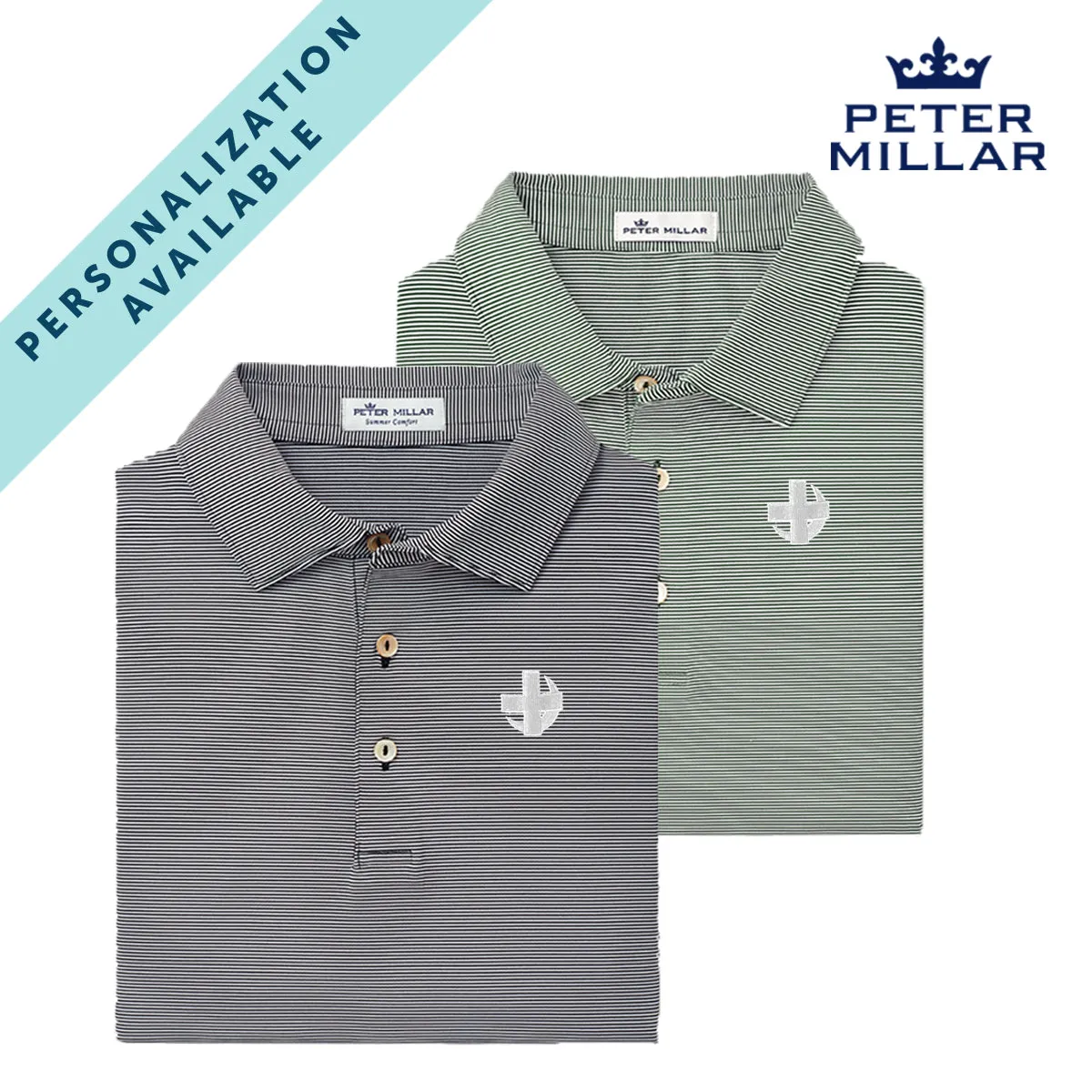 Personalized Peter Millar Jubilee Stripe Stretch Jersey Polo with Symbol