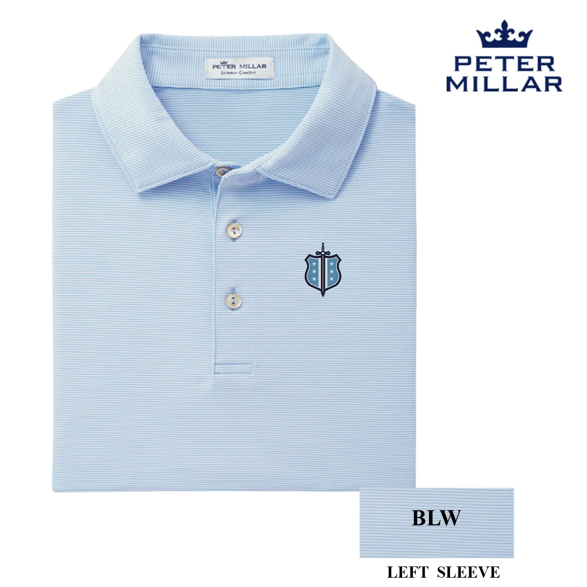 Phi Delt Personalized Peter Millar Jubilee Stripe Stretch Jersey Polo with Crest