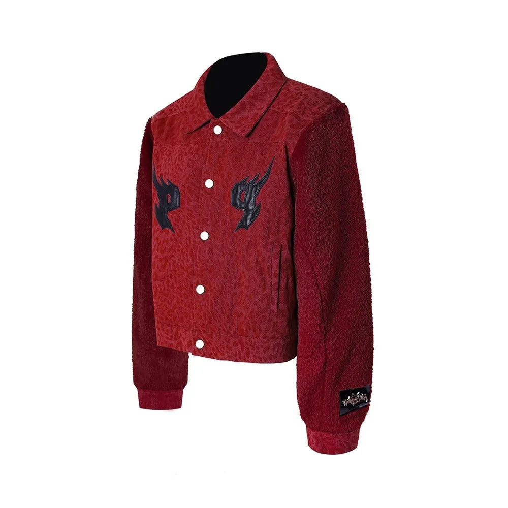 PINKSPINK Flame Embroidered Textured Jacket - Brown/Red