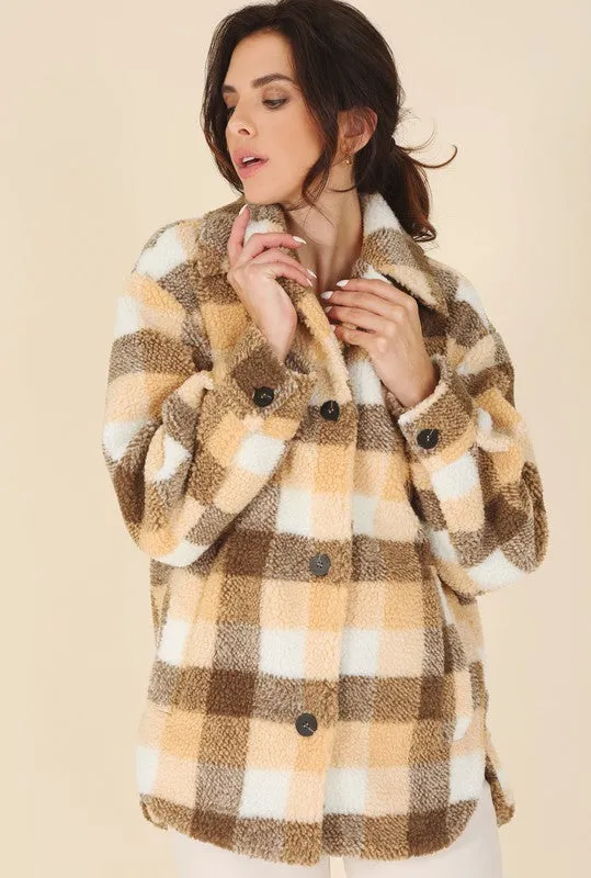 PLAID SHERPA JACKET