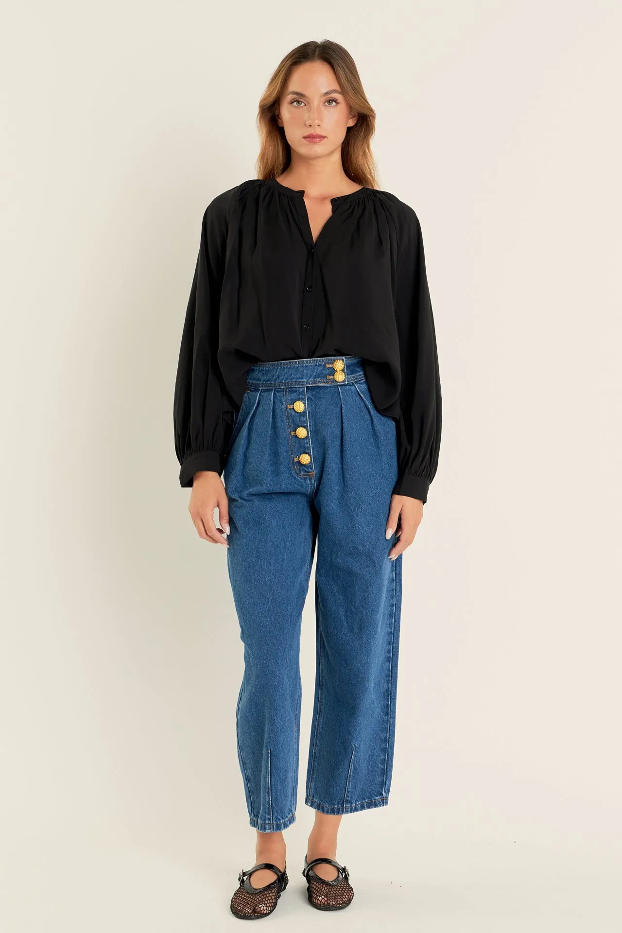 Premium Denim Cropped Trousers