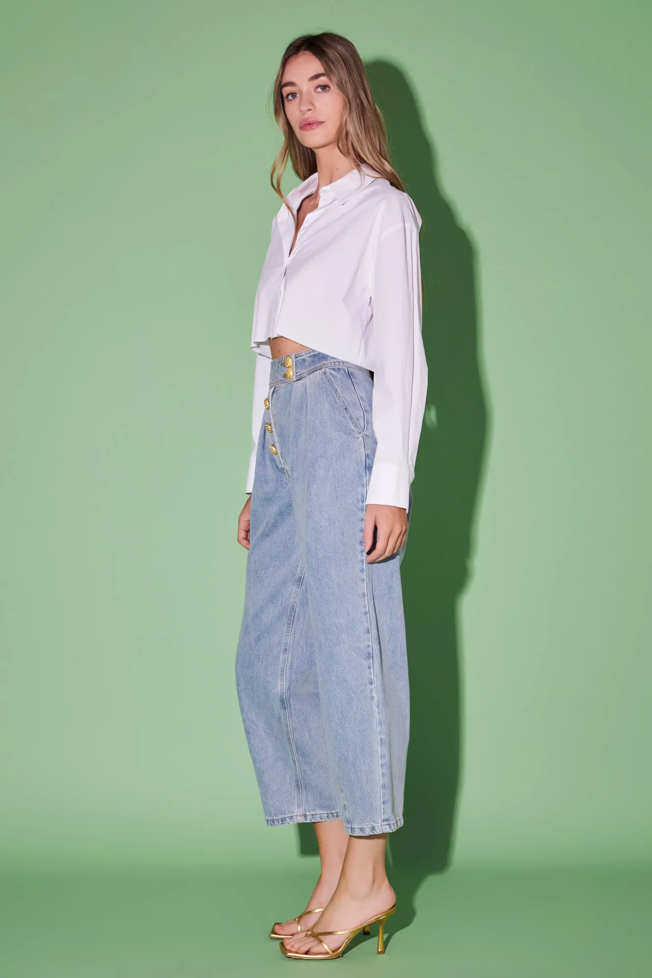 Premium Denim Cropped Trousers