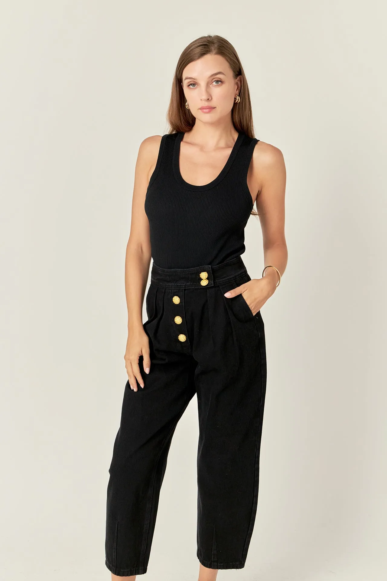 Premium Denim Cropped Trousers