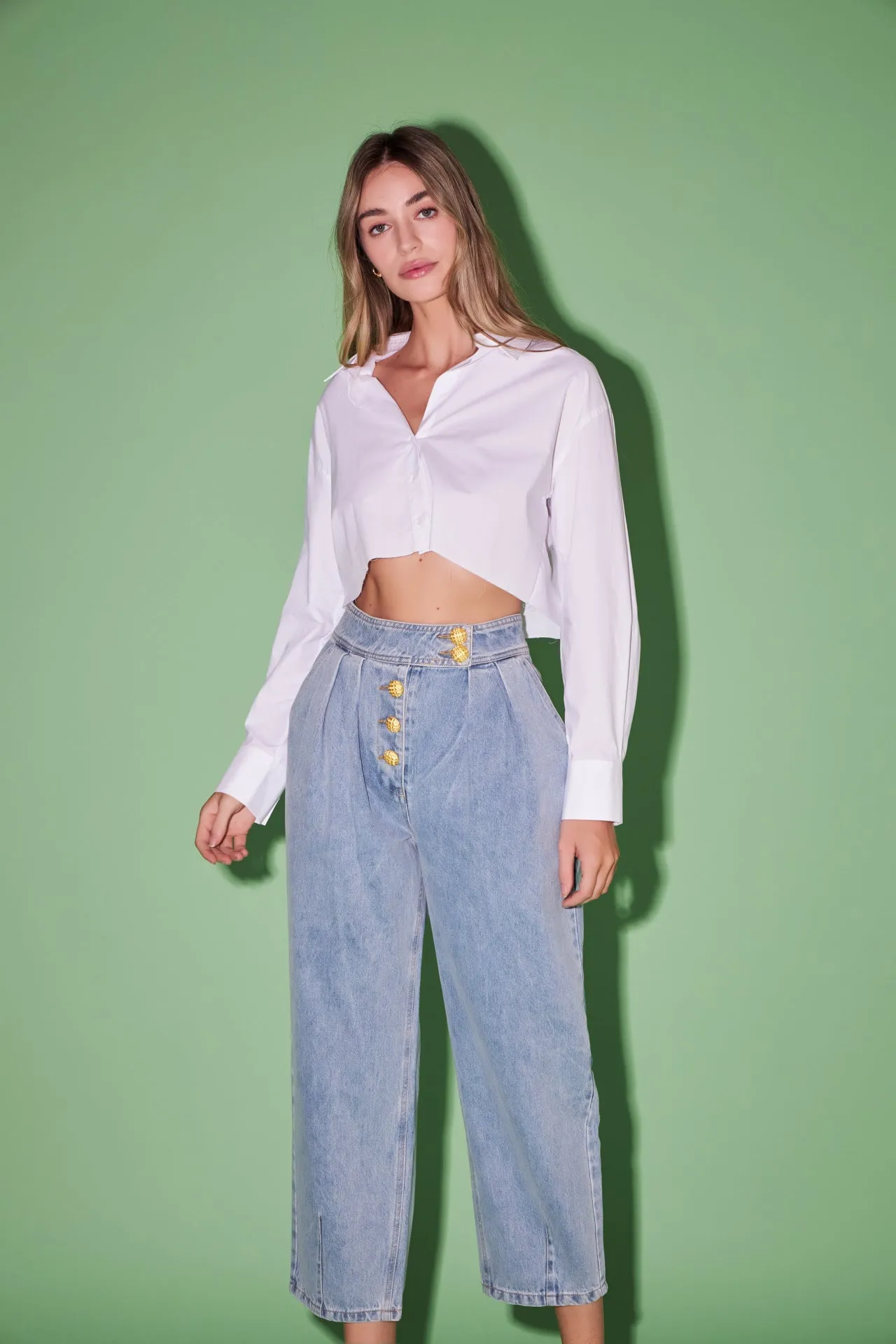 Premium Denim Cropped Trousers