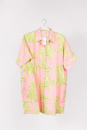 Preorder - Valencia Shirt Dress Abstract Flower Candy Pink Lime