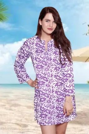 Purple Floral Cotton Kaftan