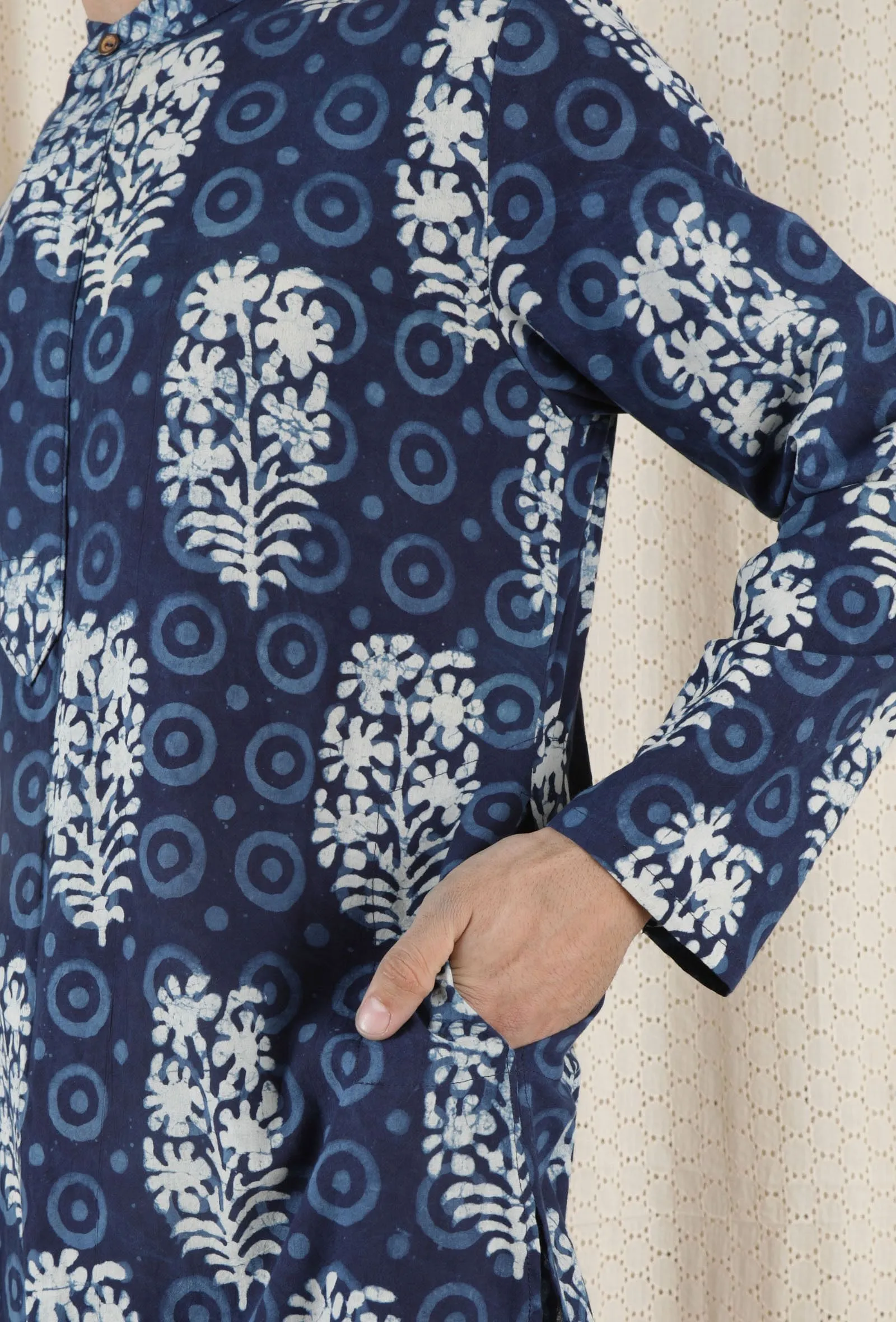 Pushkar Cotton Indigo Long Kurta