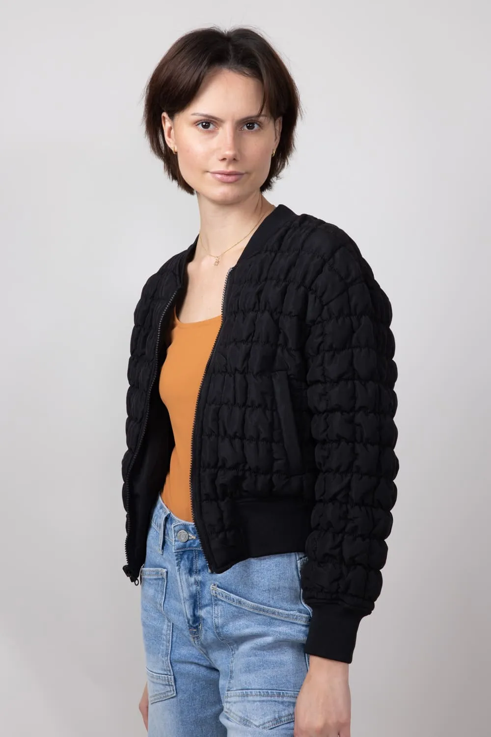 Quilted Puffer Jacket for Women in Black | JQD004-BLACK